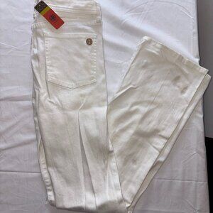 NEW NWT Tory Burch Classic Tory Bootcut Jean White size 27 Gold Buttons